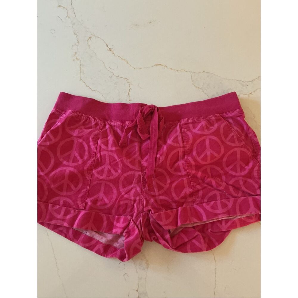 Victoria’s Secret Pink Peace Sign Shorts Sz 10 Drawstring